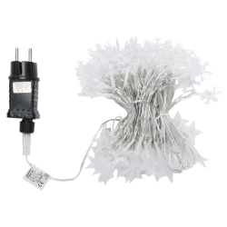 Niskonapięciowe lampki choinkowe 100led kształcie płatków śniegu i gwiazdek 10m ciepłe